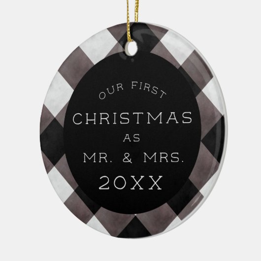 Bauernhof Erster Weihnachtsmann & Frau Neuvermählt Keramik Ornament (Links)