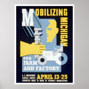 Bauernhof-Fabrik Michigan WPA 1943 Poster