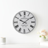 Bauernhof Familienname Rustikales Weiß Land Große Wanduhr (Zuhause)