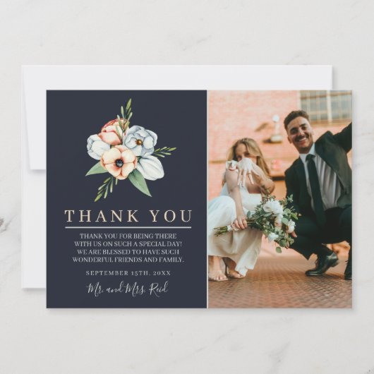 Bauernhof Floral Anemone Grüne Dankeskarte (Vorderseite)