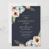 Bauernhof Floral Anemone Grüne Wreath Wedding Einladung (Vorderseite)