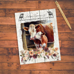 Bauernhof Floral Hereford Kühe Puzzle