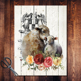 Bauernhof Floral Merino Sheep Seidenpapier