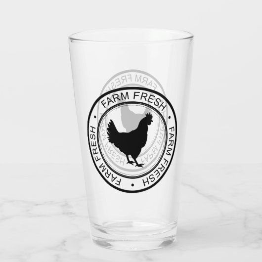 Bauernhof Fresh Hen Silhouette Glas (Rückseite)