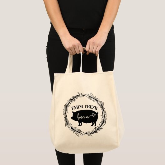 Bauernhof Frisch Bacon Schweinekranz Silhouette Kr Tragetasche (Vorderseite (Produkt))