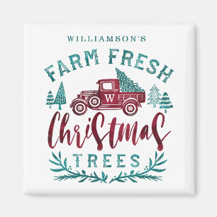 Bauernhof Frische alte rote LKW Weihnachtsbaum Lie Magnet
