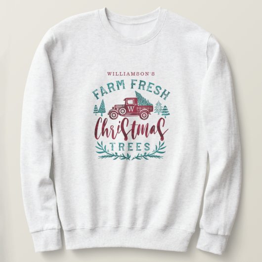Bauernhof Frische alte rote LKW Weihnachtsbaum Lie Sweatshirt (Design vorne)