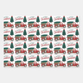 Bauernhof Frische Weihnachtsbaum Vintager Roter Li Geschenkpapier Set (Vorderseite)