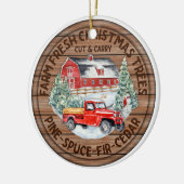 Bauernhof Frische Weihnachtsbäume doppelseitig Keramik Ornament (Links)