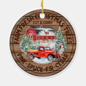 Bauernhof Frische Weihnachtsbäume doppelseitig Keramik Ornament (Hinten)