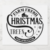 Bauernhof Frische Weihnachtsbäume Pine Spruce Fir Schaumweinetikett (Einzelnes Label)