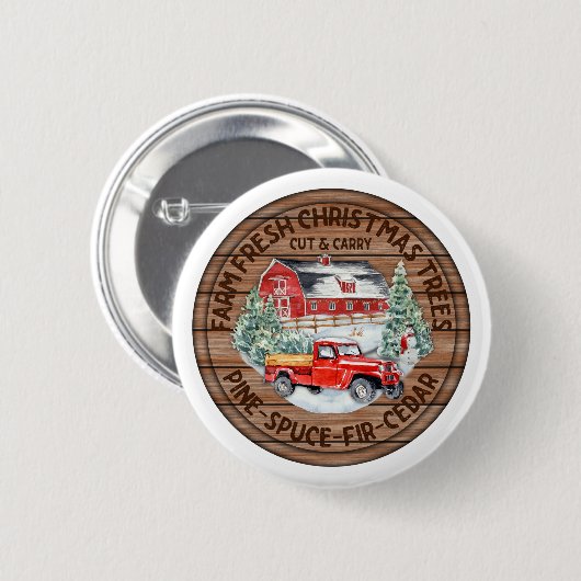 Bauernhof Frische Weihnachtsbaumen Button (Vorne & Hinten)