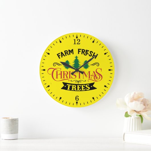 Bauernhof Frische Weihnachtsbaumen Design-54394 Große Wanduhr (Zuhause)