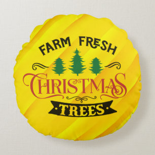Bauernhof Frische Weihnachtsbaumen Design-54394 Rundes Kissen