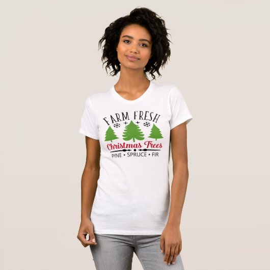 Bauernhof Frische Weihnachtsbaumen T-Shirt (Vorne ganz)