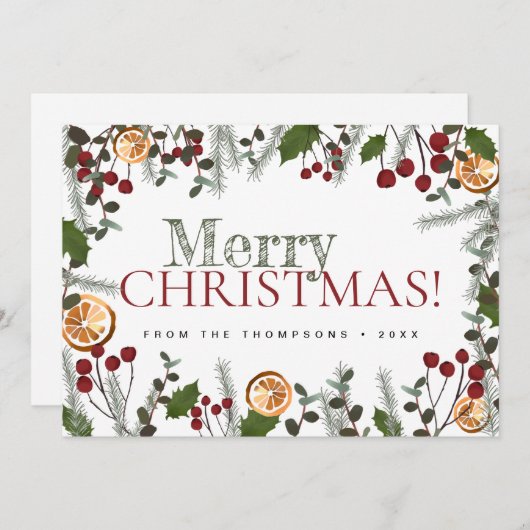 Bauernhof Frohe Weihnachten Rustikale Blattfamilie (Vorne/Hinten)