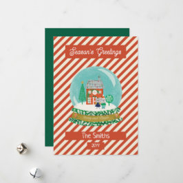 Bauernhof Frohe Weihnachtsschnee Globe Santa Bear Feiertagskarte