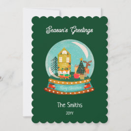 Bauernhof Frohe Weihnachtsschnee Globe Santa Deer Feiertagskarte