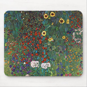 Bauernhof-Garten Gustav Klimt mit Sonnenblumen Mousepad