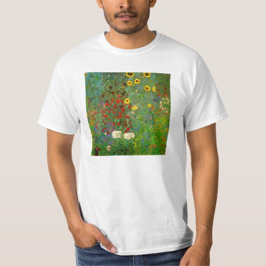 Bauernhof-Garten Gustav Klimt mit Sonnenblumen T-Shirt (Vorderseite)