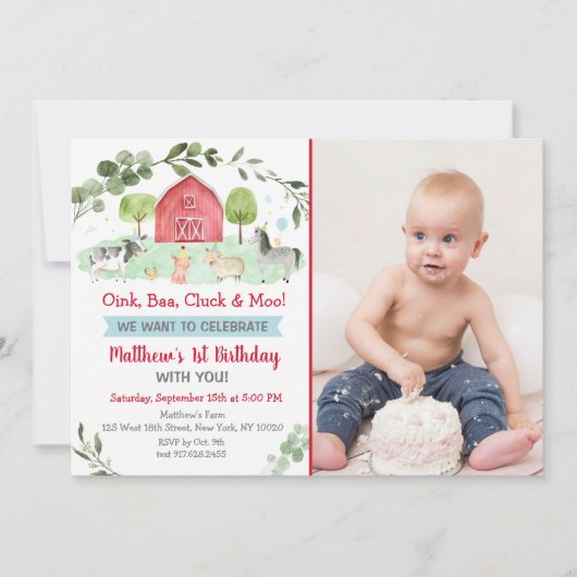 Bauernhof Geburtstag Einladung (Vorderseite)