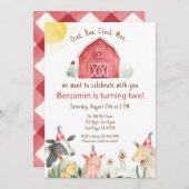 Bauernhof Geburtstag Einladung Junge oder Mädchen (Vorne/Hinten)