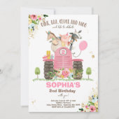 Bauernhof Geburtstag Pink Altes MacDonald Barnyard Einladung (Vorderseite)