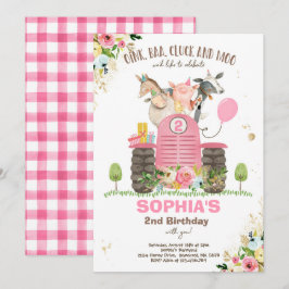 Bauernhof Geburtstag Pink Altes MacDonald Barnyard Einladung