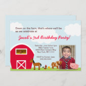 Bauernhof-Geburtstags-Party Einladung - mit Foto (Vorne/Hinten)