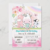 Bauernhof Geburtstagseinladung, Einladung von Kuh, (Vorderseite)