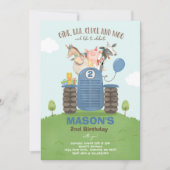 Bauernhof Geburtstagskinder alter MacDonald Barnya Einladung (Vorderseite)