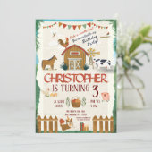 Bauernhof Geburtstagskinder-Barnyard Einladung (Stehend Vorderseite)