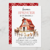 Bauernhof Geburtstagsstall Party Einladung (Vorne/Hinten)