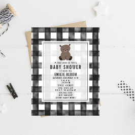 Bauernhof Gingham Bear Babydusche Einladung