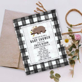 Bauernhof Gingham Boho Sleepy Bear Baby Dusche Einladung