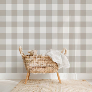 Bauernhof Gingham Dove Gray Tapete