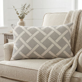 Bauernhof Grau und Elfenbeingitter Lendenkissen