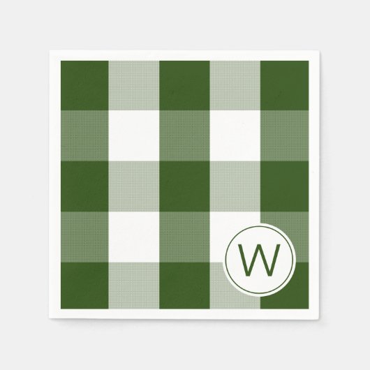 Bauernhof Green MONOGRAM Büffel Karo Napkins Serviette (Vorderseite)