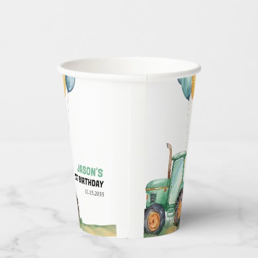 Bauernhof Grüner Traktor Geburtstag Pappbecher (Rechts)