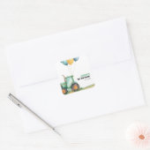 Bauernhof Grüner Traktor Geburtstag Quadratischer Aufkleber (Umschlag)