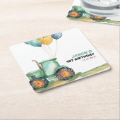 Bauernhof Grüner Traktor Geburtstag Rechteckiger Pappuntersetzer (angewinkelt)