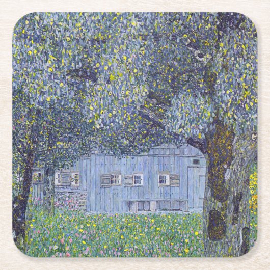Bauernhof, Gustav Klimt Rechteckiger Pappuntersetzer (Vorderseite)