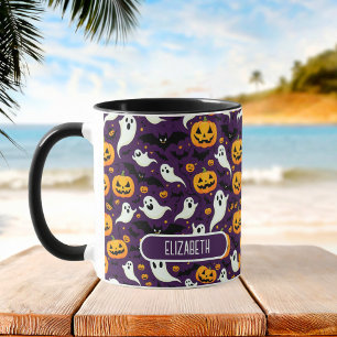Bauernhof Halloween Bats Pumpkin Muster Lila Tasse