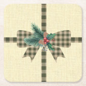 Bauernhof Holiday Kariert Bow Rechteckiger Pappuntersetzer (Vorderseite)