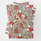 Bauernhof Holly Berries White Rustic Kraft Geschenkpapier Set (Beispiel)