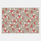 Bauernhof Holly Berries White Rustic Kraft Geschenkpapier Set (Vorderseite)