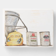 Bauernhof Honey Jar und Gewürzholz Box Zeichen