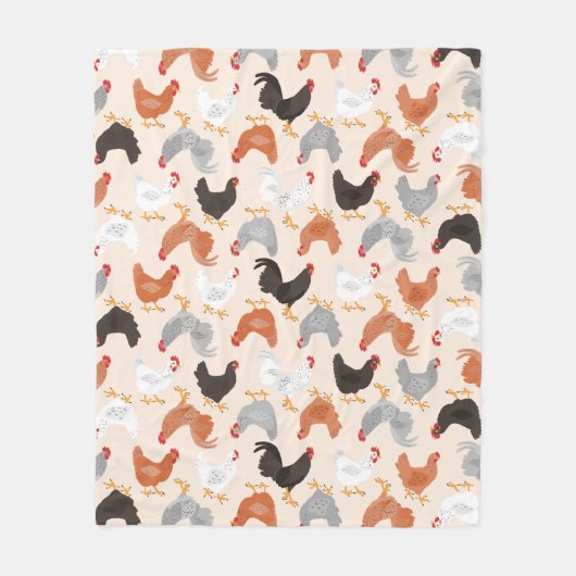 Bauernhof-Huhn-Muster Fleecedecke (Vorderseite)