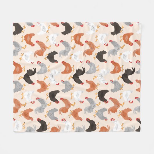 Bauernhof-Huhn-Muster Fleecedecke (Vorderseite (Horizontal))