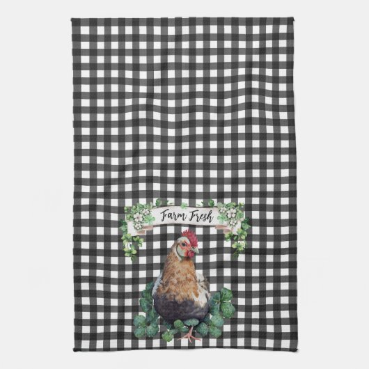 Bauernhof | Hühner | Personalisiertes Hängeband Geschirrtuch (Vertikal)